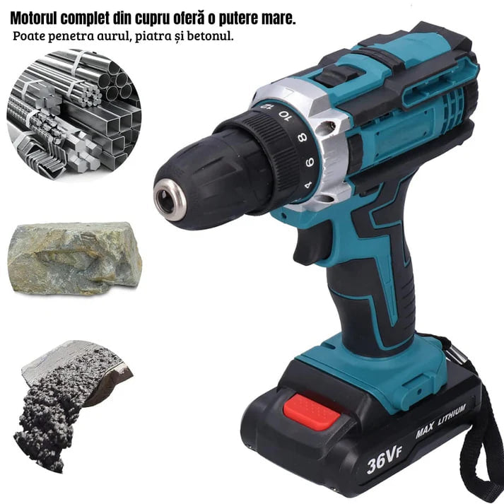 DrillMaster | Ηλεκτρικό δραπάνι με κρούση και μπαταρία (Πλήρες σετ γερμανικό)